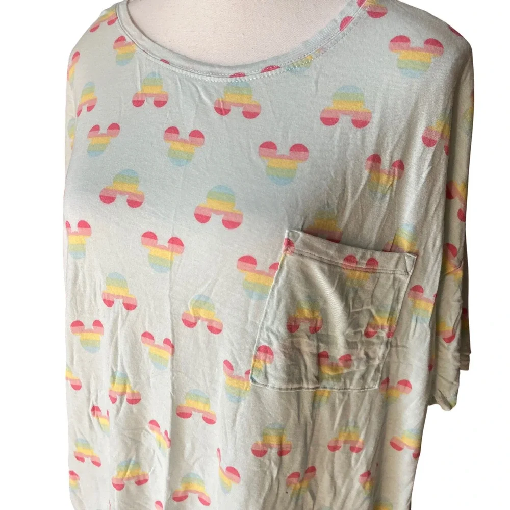 Disney‎ Mickey Mouse Rainbow Pajama Set Womens L/G Top & Shorts Sleepwear - Picture 2 of 9